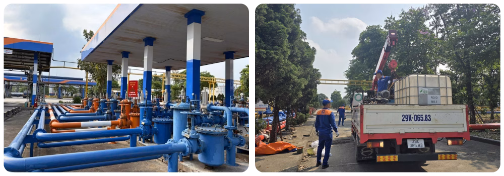 Công tác vận hành kỹ thuật chi tiết tại kho để chuẩn bị tiếp nhận nhiên liệu sinh học E10.