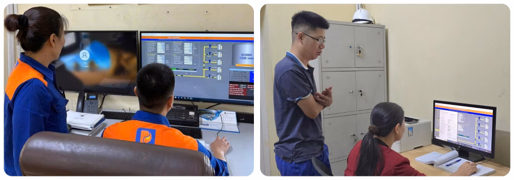 Đội ngũ kỹ thuật theo dõi sát sao hệ thống tuyến ống để đảm bảo dòng xăng E10 lưu thông an toàn.